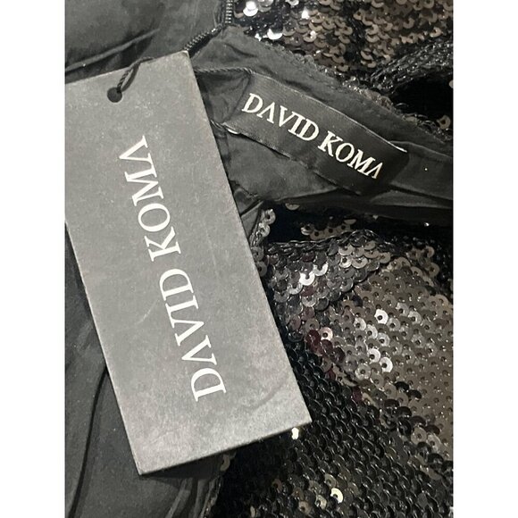 David Koma Asymmetric Bra Sequin Jumpsuit in Black 6 New Womens Dressy Outfit - Picture 10 of 12